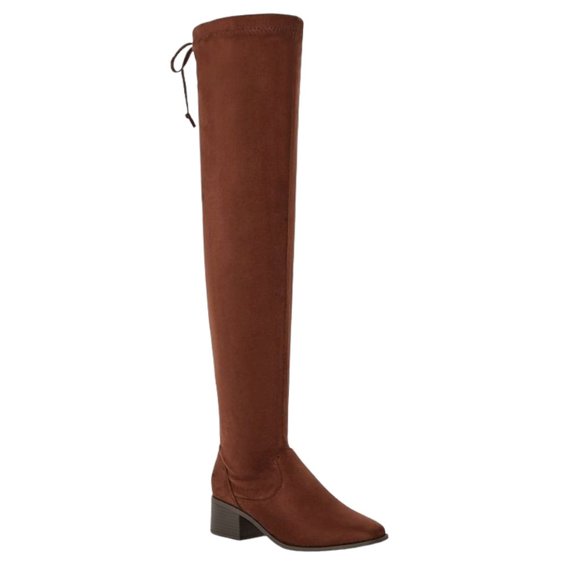NIB JUSTFAB HANNAH OVER-THE-KNEE FLAT BOOTS (BROWN) - Picture 5 of 13